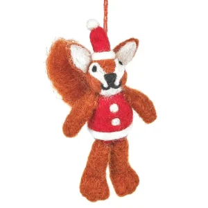 Santa Squirrel Hanging Christmas Decoration by Felt So Good