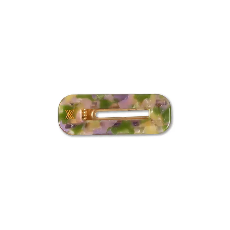Squared Hair Clip in Green Marble by Repose AMS