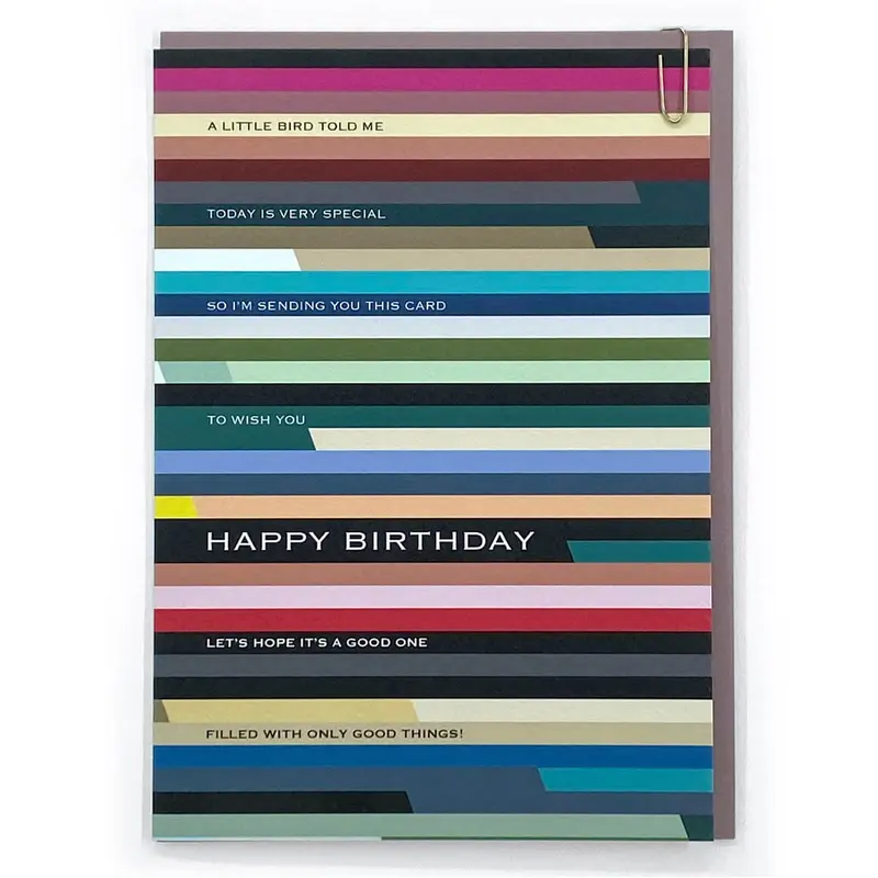 Birthday Horizontal Stripes Greetings Card by Pavilion Cards