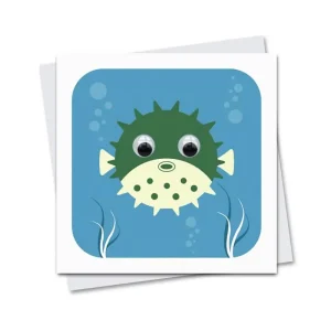 Percy Pufferfish Greetings Card by Stripey Cats Cards