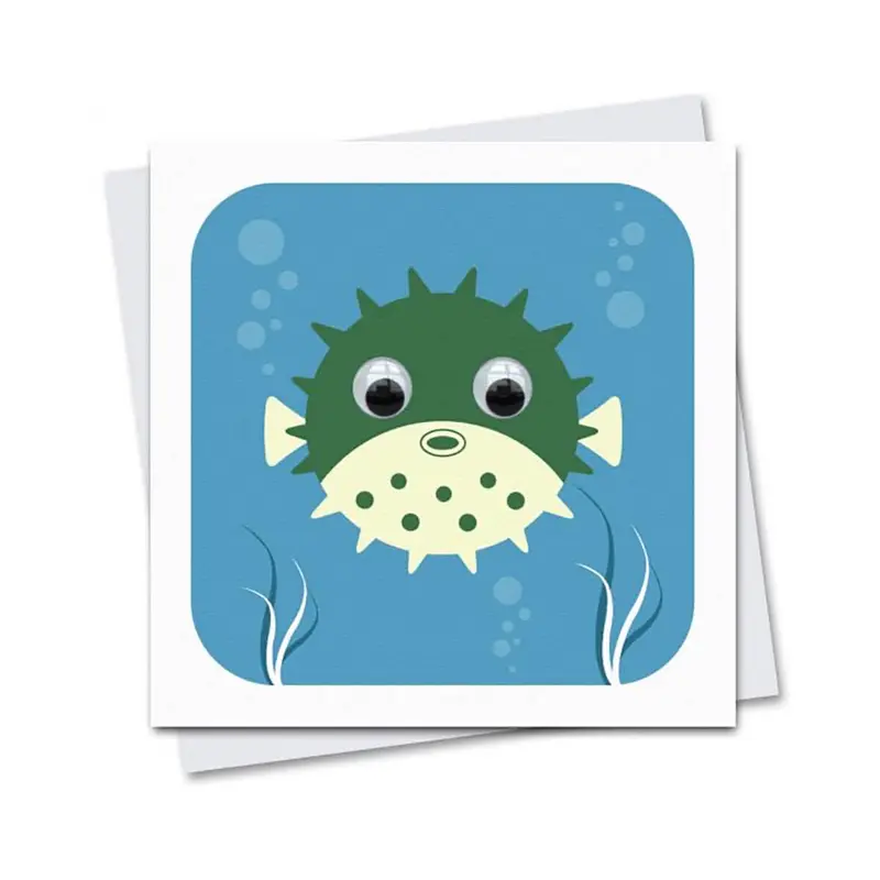 Percy Pufferfish Greetings Card by Stripey Cats Cards