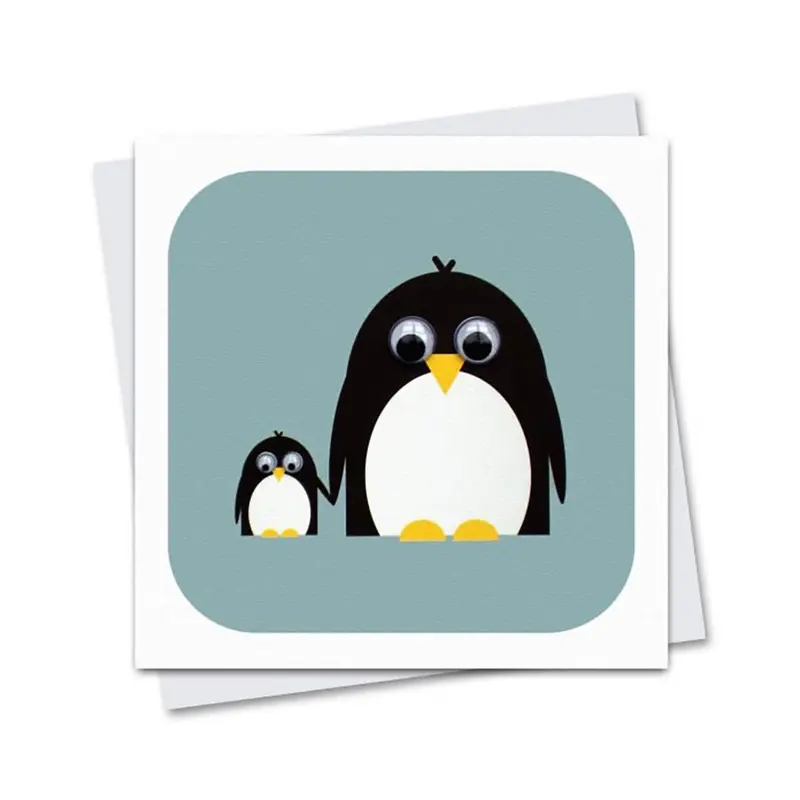 Poppy And Petula Penguins Greetings Card by Stripey Cats Cards