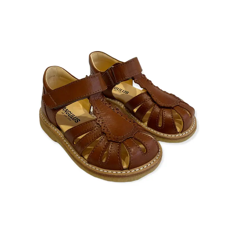 Scallop Starter Sandals in Cognac by Angulus