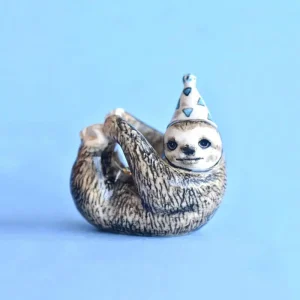 Sloth Party Animal Ceramic Cake Topper by Camp Hollow