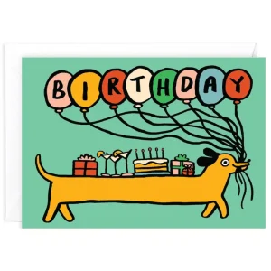 Birthday Sausage Dog Greetings Card by Alice Bowsher for Wrap