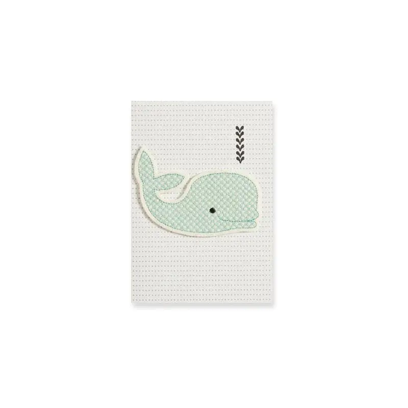Blue Whale Felt Patch Greetings Card by Petra Boase