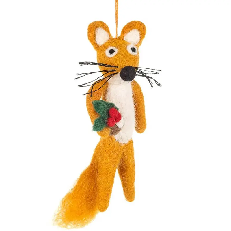 Christmas Fox With Pudding Hanging Decoration by Felt So Good