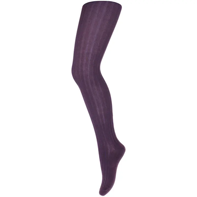 Cotton Rib Tights in Dark Purple by MP Denmark