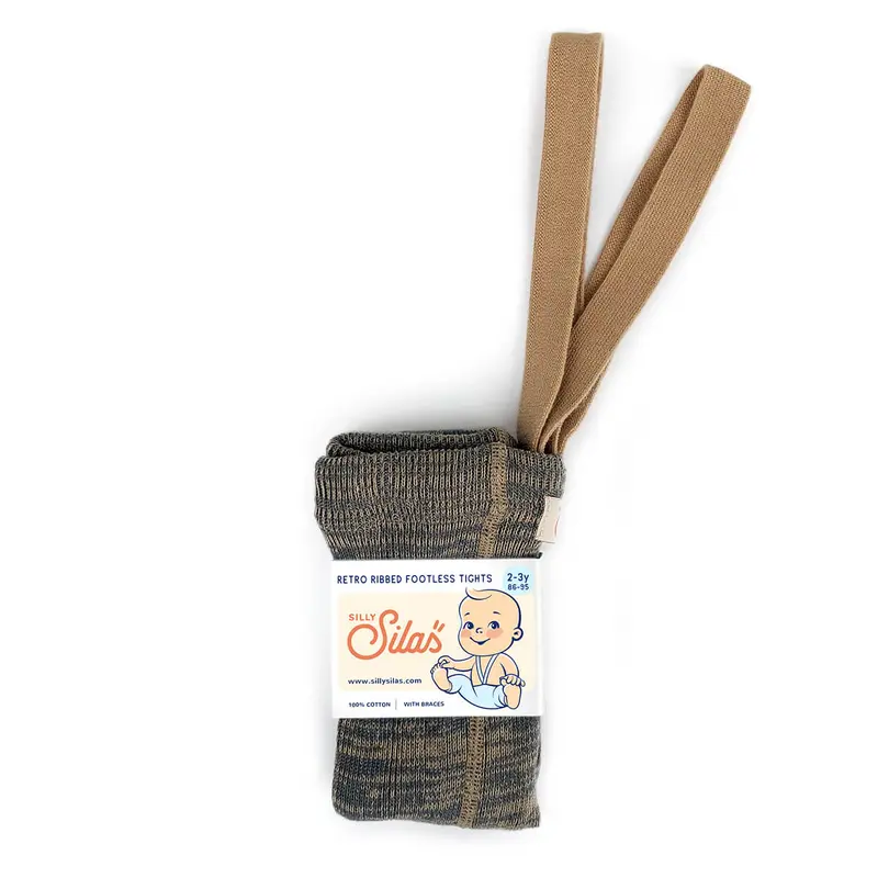 Footless Tights With Braces in Charcoaly Brown by Silly Silas - Last One In Stock - 2-3 Years