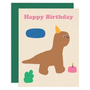 Happy Birthday Dino Greetings Card by Maria Ramos for Wrap