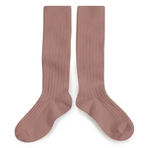 La Haute Ribbed Knee High Socks in Praline by Collegien - Last One In Stock - 1-2 Years