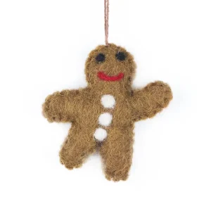 Mini Gingerbread Man Hanging Christmas Decoration by Felt So Good