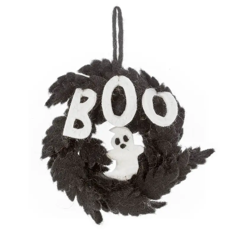 Spooky Ghost Mini Wreath Hanging Halloween Decoration by Felt So Good