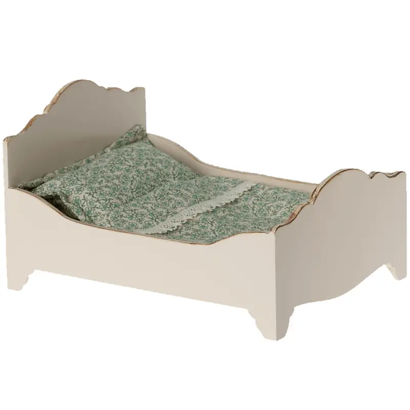 Wooden Bed for Mouse in Blue by Maileg