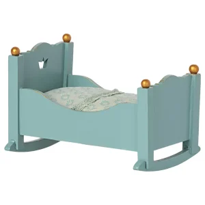 Wooden Cradle for Mouse in Blue by Maileg