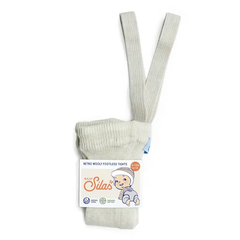 Woolly Footless Tights With Braces in Cream Blend by Silly Silas