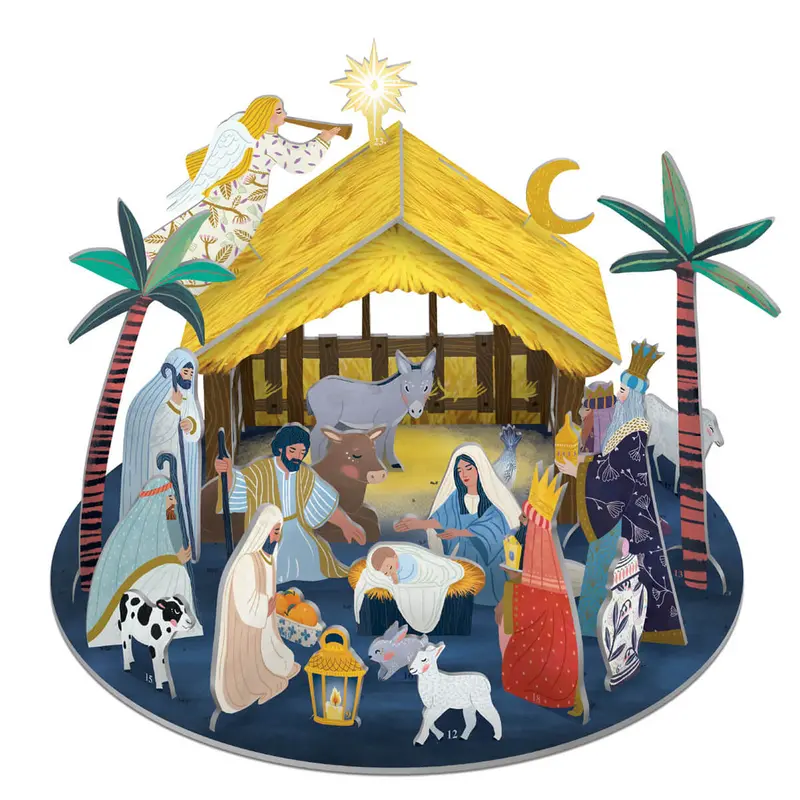Away In A Manger Nativity Pop And Slot 3D Advent Calendar by Roger La Borde