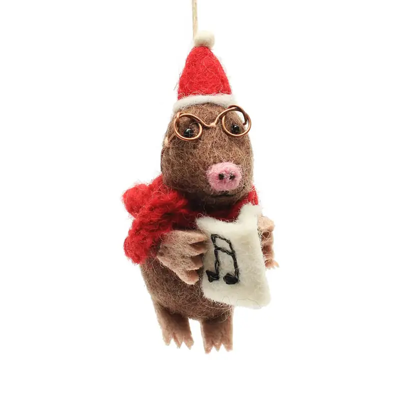 Christmas Carolling Mole Hanging Decoration by Amica