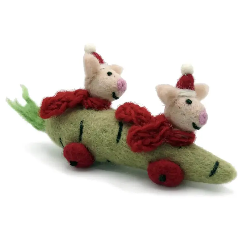 Christmas Parsnip Car With Piglets Hanging Decoration by Amica