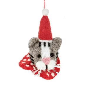 Clarence The Cat Hanging Christmas Decoration by Felt So Good