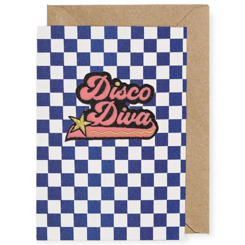 Disco Diva Iron On Patch Greetings Card by Petra Boase