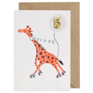 Giraffe Embroidered Age Card by Petra Boase - Age 5