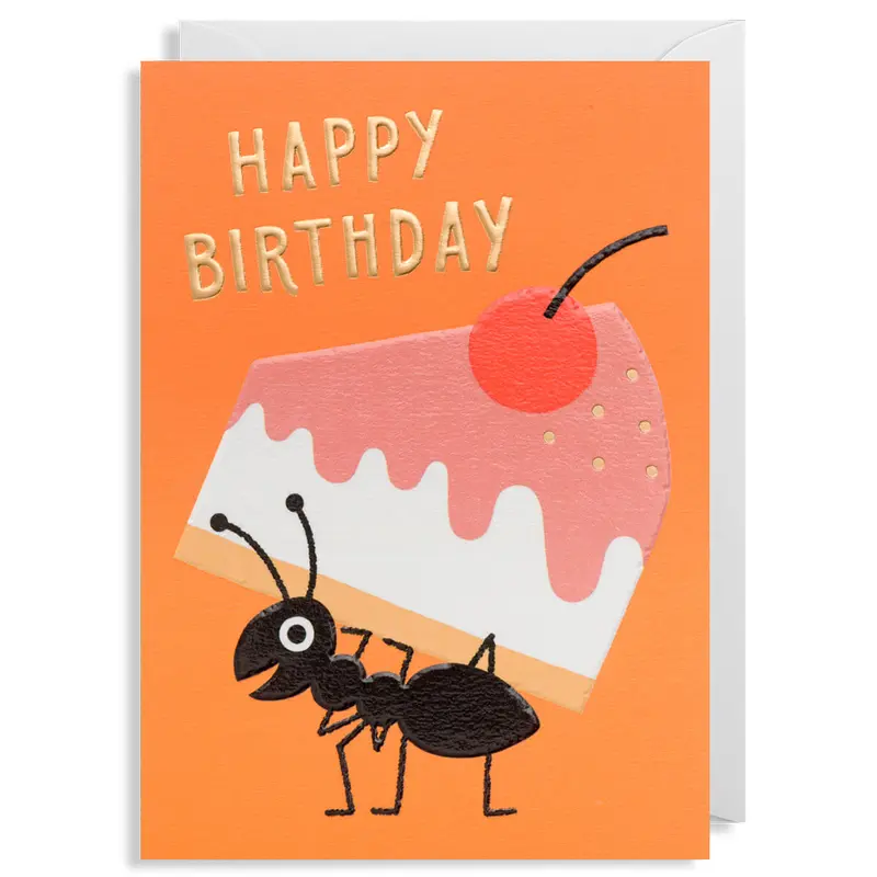 Happy Birthday Ant Greetings Card by Ilse Weisfelt for Lagom Design