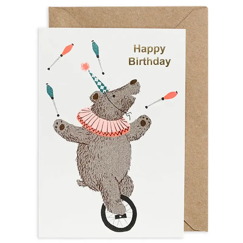 Happy Birthday Bear Greetings Card by Petra Boase