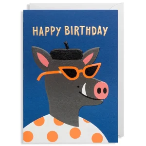 Happy Birthday Boar Greetings Card by Ilse Weisfelt for Lagom Design