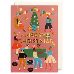 Merry Christmas Party Greetings Card by Naomi Wilkinson for Lagom Design