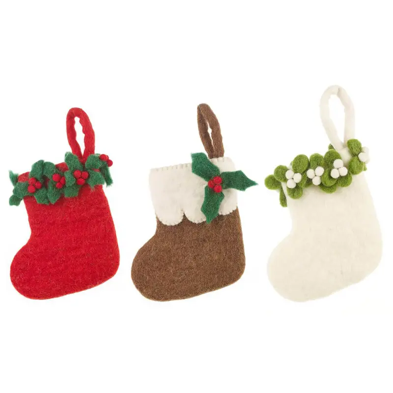 Mini Christmas Stocking Hanging Decorations by Felt So Good