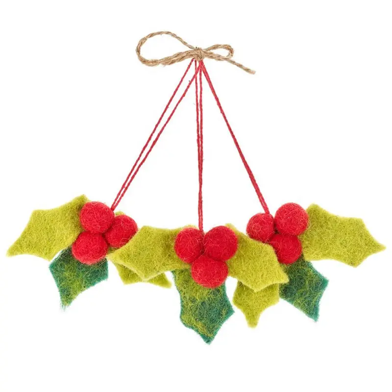 Mini Holly Sprigs Hanging Christmas Decorations by Felt So Good