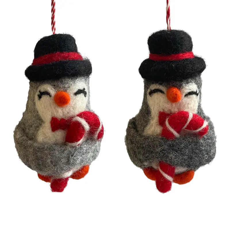 Penguin With Candy Cane Hanging Christmas Decoration by Amica