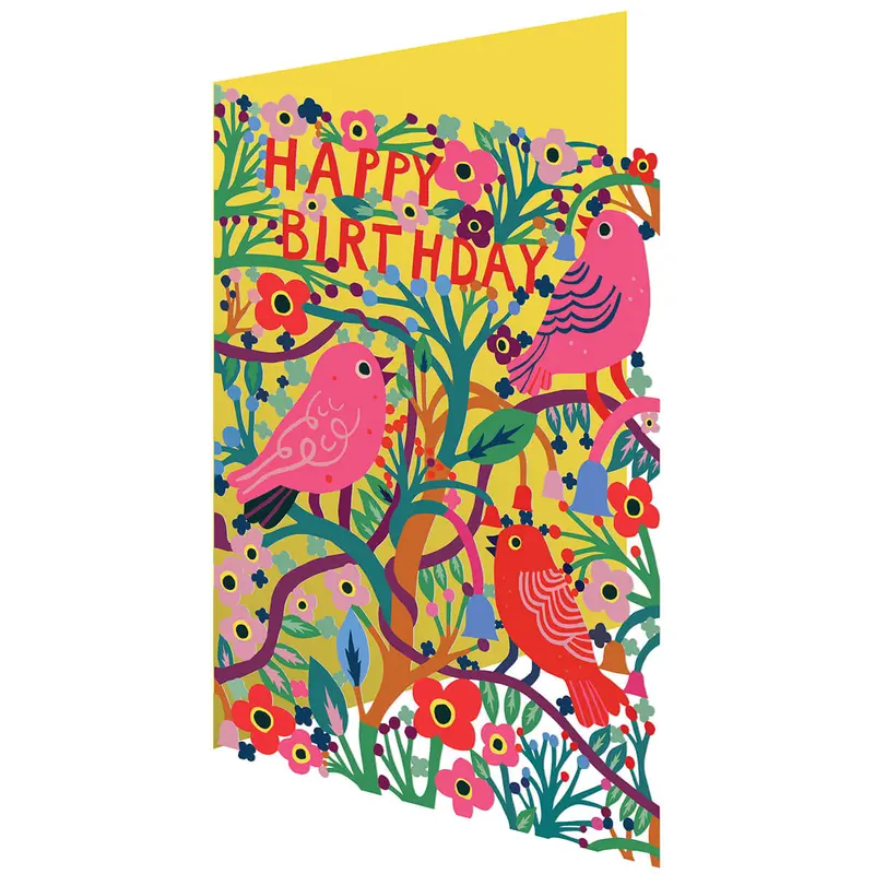 Pink Birds Laser Cut Greetings Card By Roger La Borde