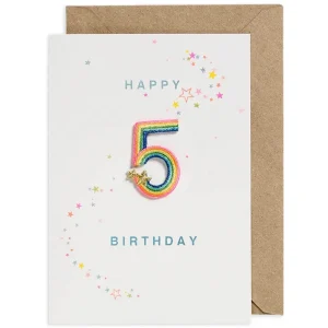 Rainbow Embroidered Age Card by Petra Boase - Age 5