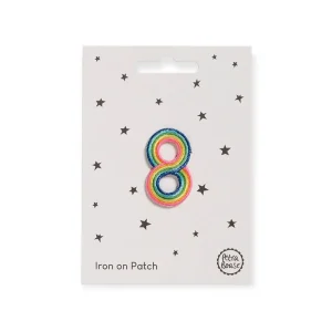 Rainbow Number Eight Iron On Patch by Petra Boase