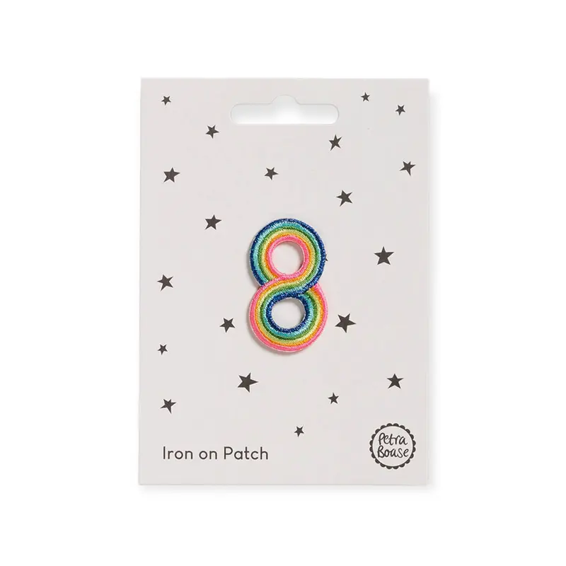Rainbow Number Eight Iron On Patch by Petra Boase