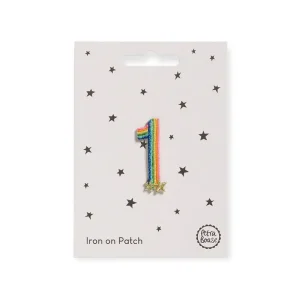 Rainbow Number One Iron On Patch by Petra Boase