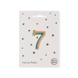 Rainbow Number Seven Iron On Patch by Petra Boase