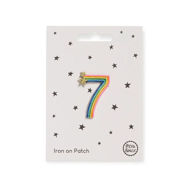 Rainbow Number Seven Iron On Patch by Petra Boase