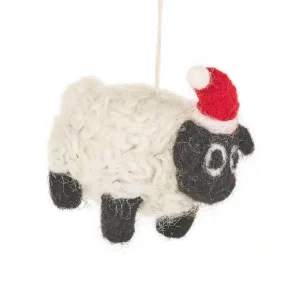 Santa Hat Sheep Hanging Christmas Decoration by Felt So Good