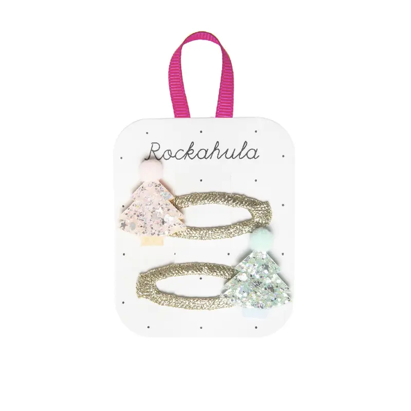 Shimmer Xmas Tree Hair Clips by Rockahula
