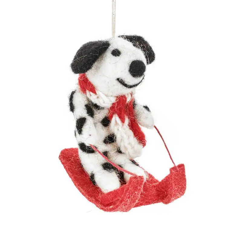 Sledging Dalmatian Hanging Christmas Decoration by Felt So Good