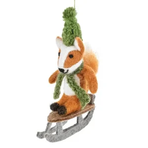 Sledging Fox Hanging Christmas Decoration by Felt So Good