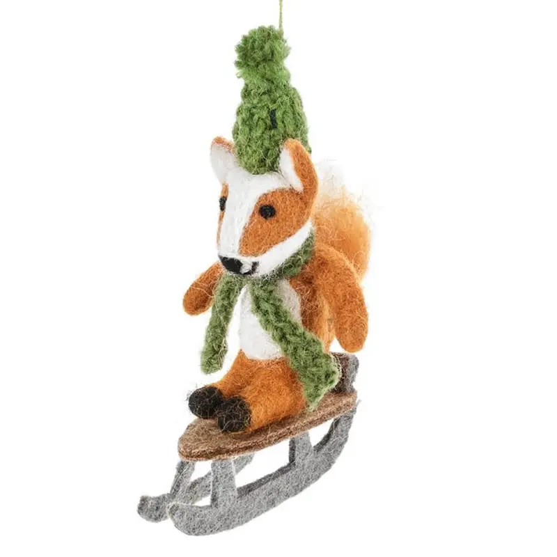 Sledging Fox Hanging Christmas Decoration by Felt So Good