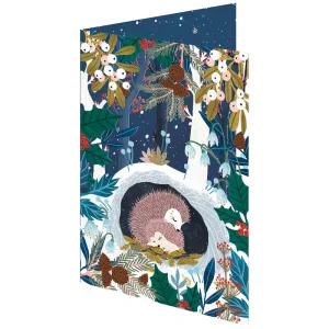 Sleeping Hedgehogs Laser Cut Christmas Greetings Card By Roger La Borde