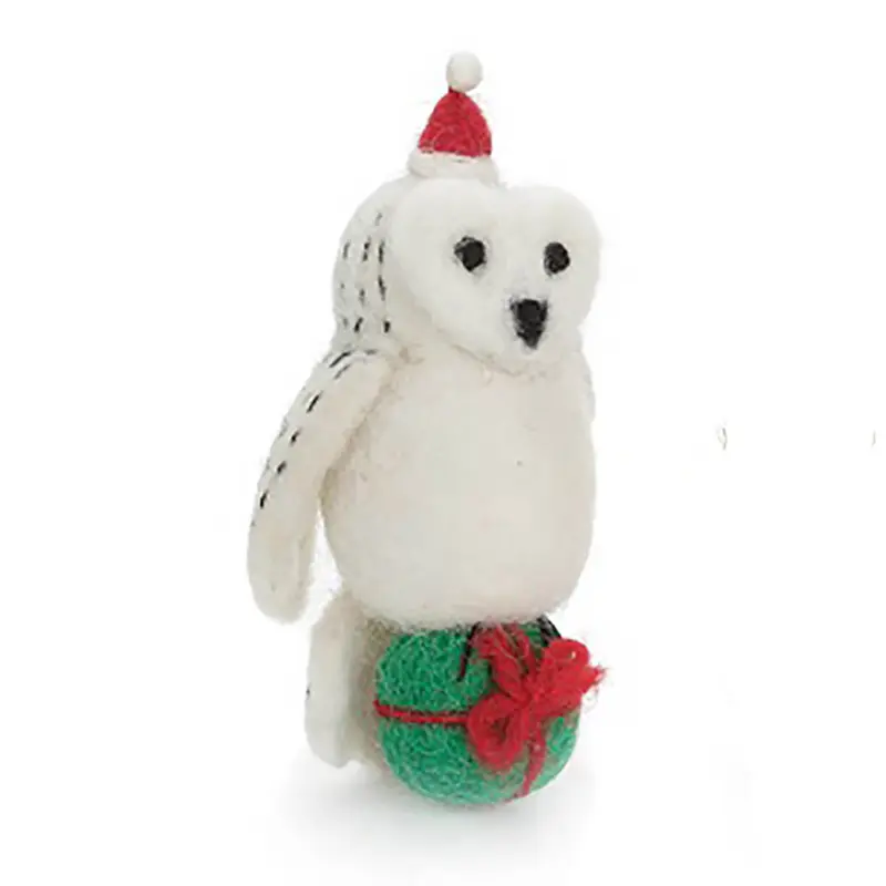 Snowy Owl With Present Hanging Christmas Decoration by Amica