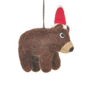 Wally The Festive Bear Hanging Christmas Decoration by Felt So Good