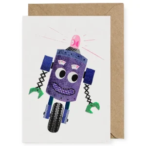 Whizz Robot Greetings Card by Petra Boase