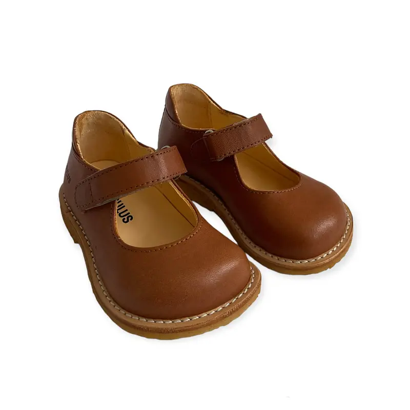 Wide Fit Starter Mary Janes in Cognac by Angulus - Last Ones In Stock - 20-24 EUR